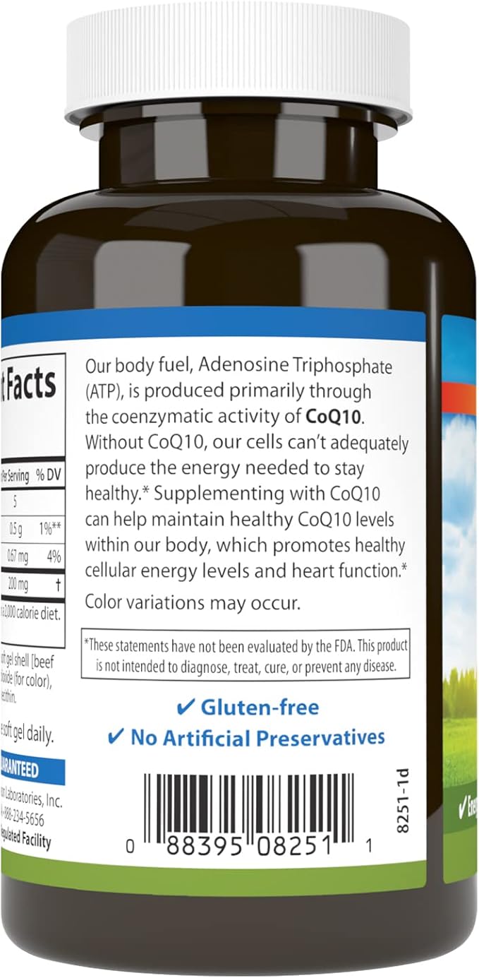 Carlson - Co-Q10 Co-Enzyme Q10 200 mg Energy Production &amp Heart Function 90 Softgels