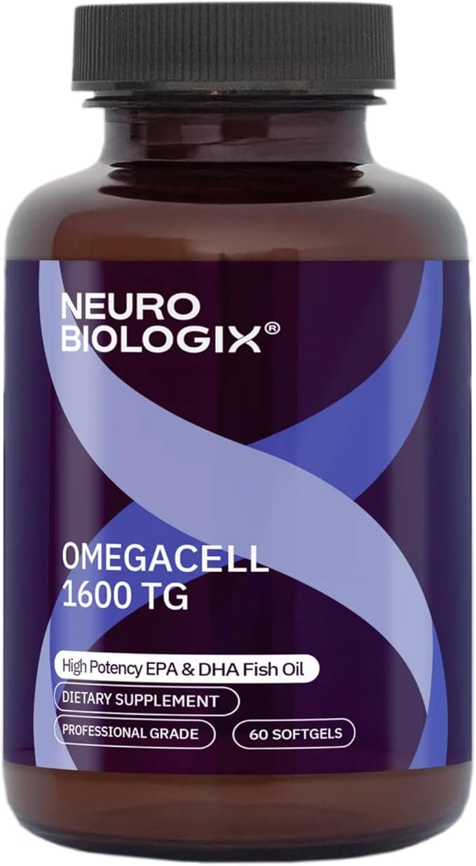 Neurobiologix OmegaCell 1600 TG Omega 3 Fish Oil with EPA &amp DHA Triglyceride Form for Absorption &amp Wellness Support Non GMO Omega 3 Supplement for Women and Men Gluten Free 60 Softgels