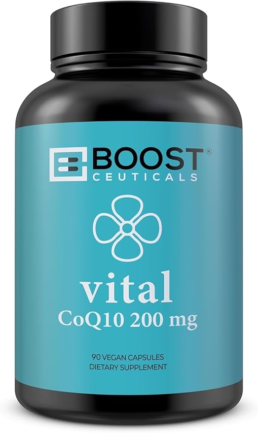 BoostCeuticals CoQ10 200mg Ubiquinone - Heart Health &amp Statin Muscle Support Cellular Energy Healthy Blood Pressure Range Powerful Antioxidant 90 Vegan Capsules