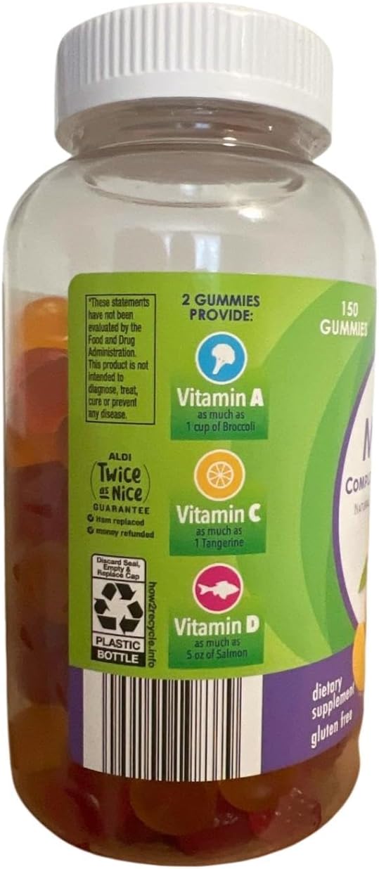 Generic Multivite Complete Adult Multivitamin Natural Berry Peach and Orange Flavors Dietary Supplement Gluten-Free 150 Gummies Friuty