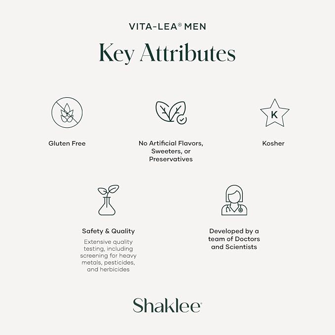 Shaklee - Vita-Lea® Men High Potency Multivitamin and Multimineral - Supports Heart Immune Bone and Joint Health - Formulated for Men's Unique Needs - Includes Vitamin C D and E - 240 Tablets
