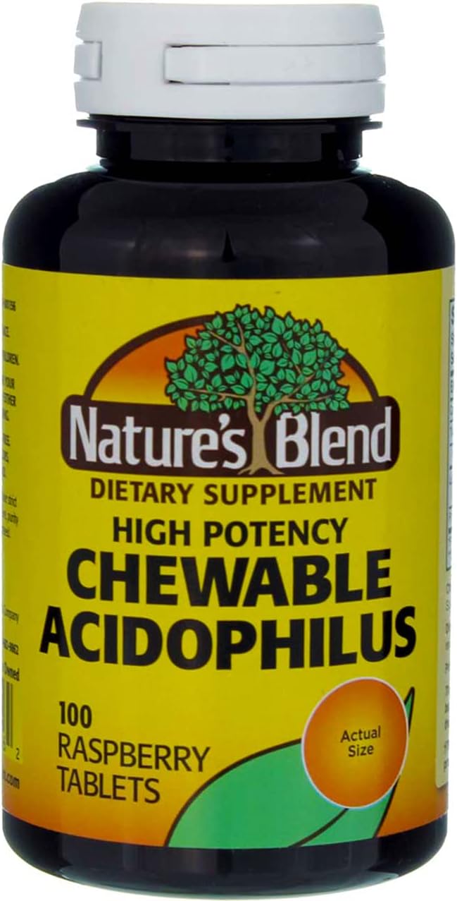 Nature's Blend Acidophilus Chewable Raspberry Flavor - 100 Tablets Pack of 5