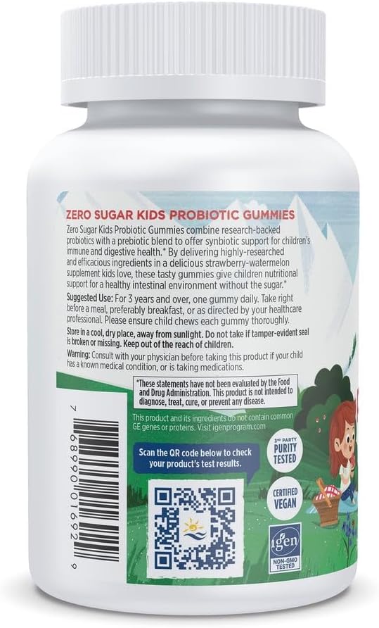 Nordic Naturals Zero Sugar Kids Probiotic Gummies - Strawberry Watermelon Flavor - 30 Gummies - Supports Digestive Wellness &amp Immune Health - Non-GMO - Third Party Tested - Vegan - 30 Servings