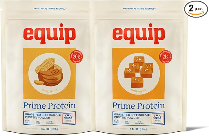Equip Foods Prime Protein Powder Peanut Butter &amp Prime Protein Powder Salted Caramel