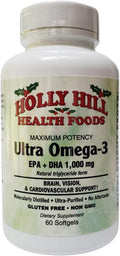 Holly Hill Health Foods Ultra Omega-3 Triglyceride Fish Oil 1000 mg EPA + DHA 60 Softgels