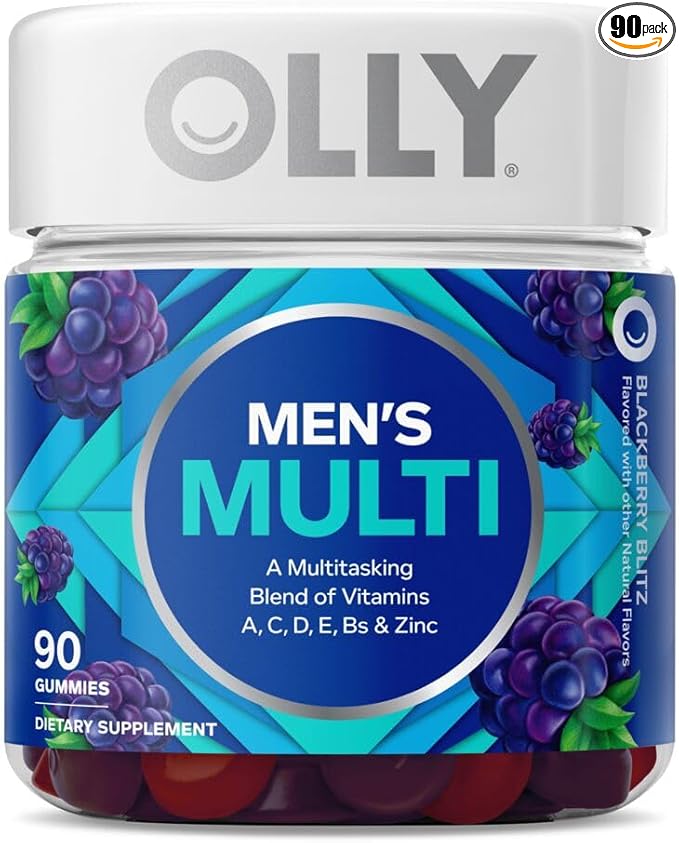 OLLY Laser Focus Gummy Ginseng Alpha GPC B Vitamins 36 Count &amp Men's Multivitamin Gummy Vitamins A C D E B Zinc 90 Count
