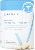 Happy V Dr. Formulated Vaginal Probiotics for Women Odor &amp Itch Support Urinary &amp Gut Health pH Balance | Womens Daily Probiotic with Patented Prebiotics &amp Lactobacillus for Feminine Wel
