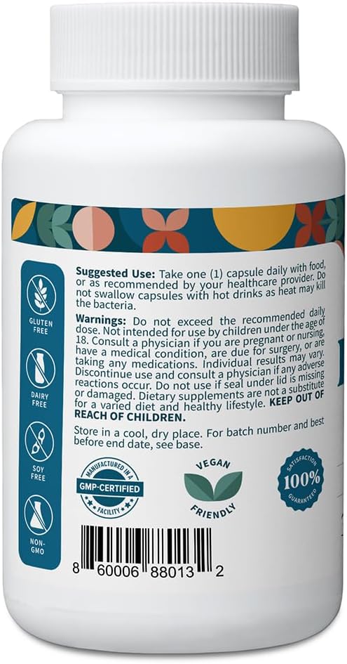 Pattern Wellness Probiotic Supplement - 51 Billion CFU - Supports Digestive Balance &amp Gut Wellness - Mindfully Sourced Non-GMO - 60 Vegan Capsules