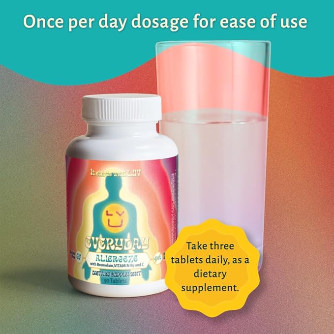 LUV Everyday Allergeze™- Supports Allergy Wellness &amp Sinus Health Featuring Quercetin and Stinging Nettle with Bromelain Crafted for Seasonal Well-Being cGMP Certified Made in USA Vegan - 90 Tab