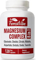 Magnesium Complex 420mg 8-in-1 Blend with Glycinate Chelate Citrate &amp Malate 120 Capsules 40 Day Supply Non-GMO &amp Gluten Free High Absorption Magnesium Supplement for Men and Women
