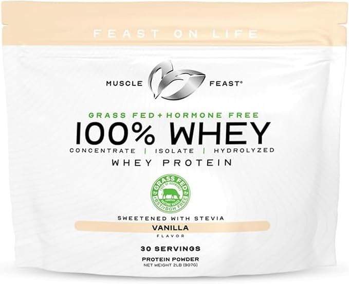 Muscle Feast 100% Grass Fed Whey Protein Powder All Natural Hormone Free Paure Raised Whey Protein Powder for Women &amp Men - Whey Concentrate Isolate &amp Hydrolyzed Protein Powder Blend - Vani