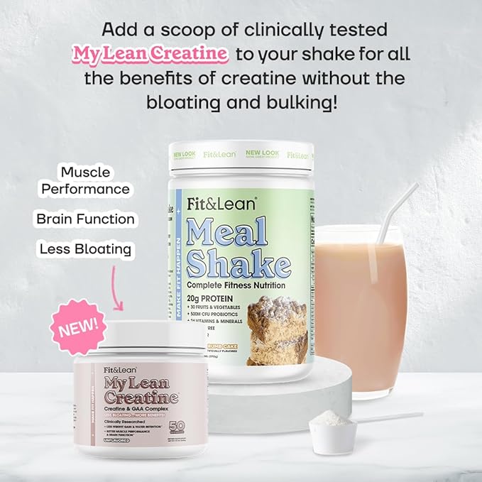 Fit &amp Lean Meal Shake Fat Burning Meal Replacement Protein Fiber Probiotics Coffee Crumb Cake 1lb 10 Servings Per Container