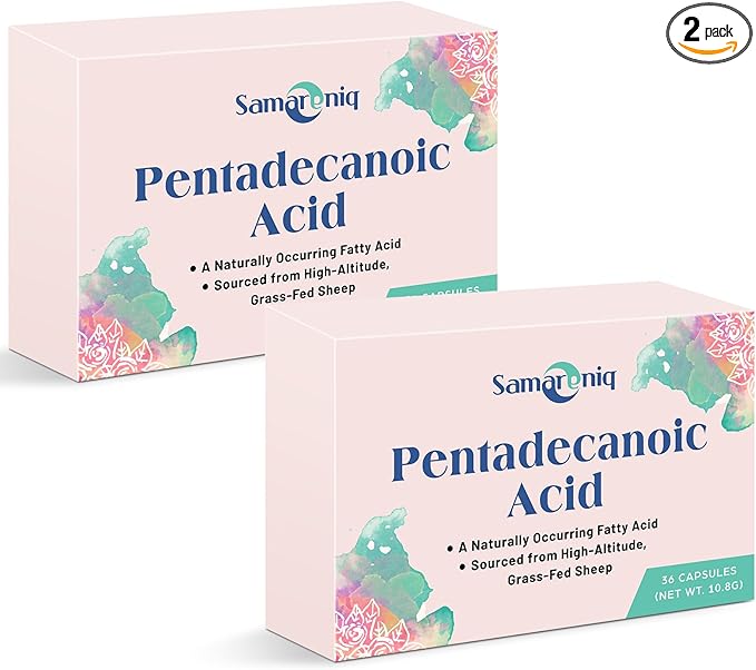 Pentadecanoic Acid Supplement | 300mg C15:0 Formula | High-Altitude Grass-Fed Sheep Milk Source | Blister-Sealed Capsules (2 Pack)