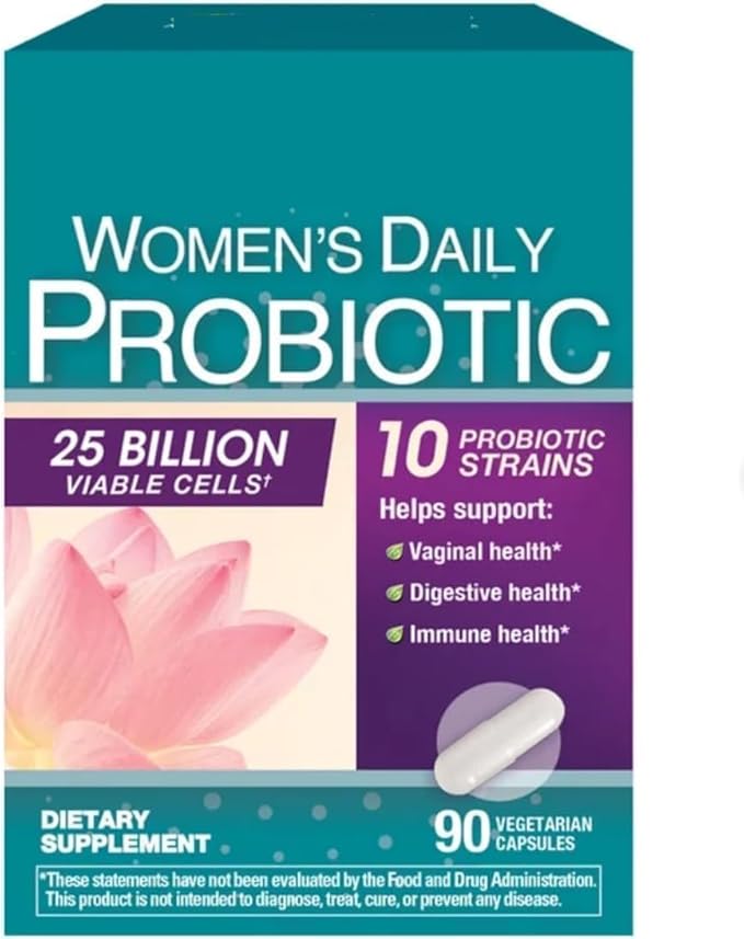 Women's Daily Probiotic 25 Billion Viable Cells 90 Vegetarian Capsules 10 Probiotic Strains Supports Vaginal Digestive Immune Health Sold by W&ampL