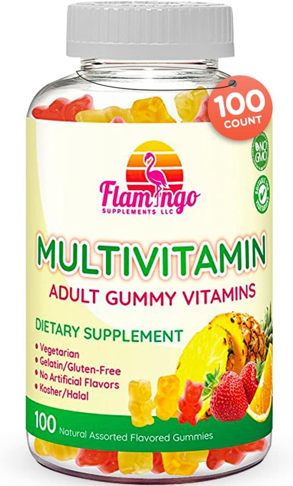 Multivitamin Gummies | Vegan Friendly Kosher Halal NO Gluten or Gelatin no GMO| for Men Women &amp Kids| 3 Natural Flavors | Vitamins C B3 B12 Biotin Zinc &amp More| 100 Gummies