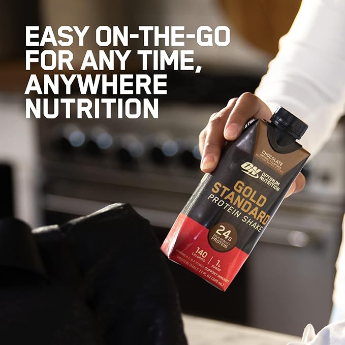 Optimum Nutrition Gold Standard Protein Shake 24g Protein Ready to Drink Protein Shake Gluten Free Vitamin C for Immune Support Vanilla 11 Fl Oz 12 Count (Pack of 1) (Packaging May Vary)