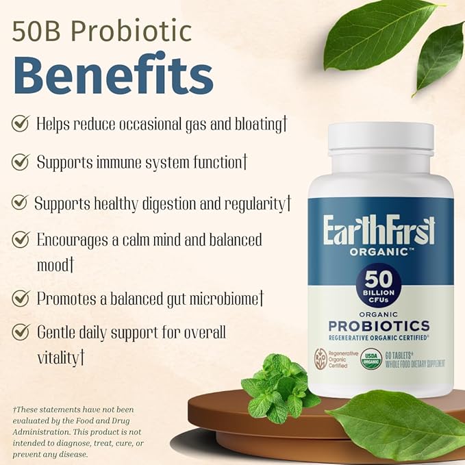 Probiotic 50B CFU with Beef Liver – Regenerative Organic Certified Daily Gut Health Supplement – Supports Digestion Immune &amp Emotional Wellness – 60 Tablets