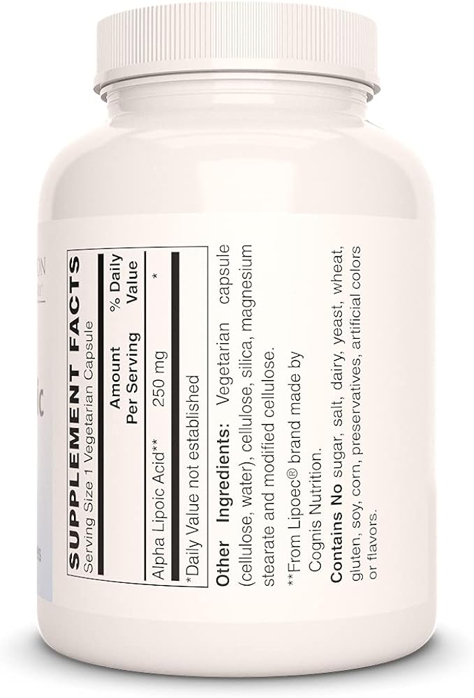 Remedy’s Nutrition Alpha Lipoic Acid 250 mg per Capsule/Vegan Caps