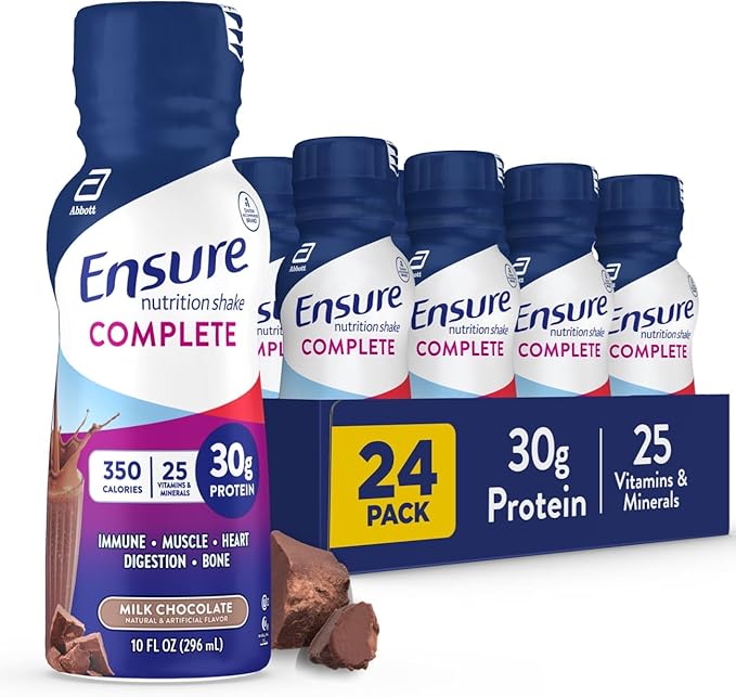Ensure COMPLETE Nutrition Shake with 30g Protein Immune Health Nutrients Chocolate and Strawberry Flavors Packs of 24 (10 fl oz)
