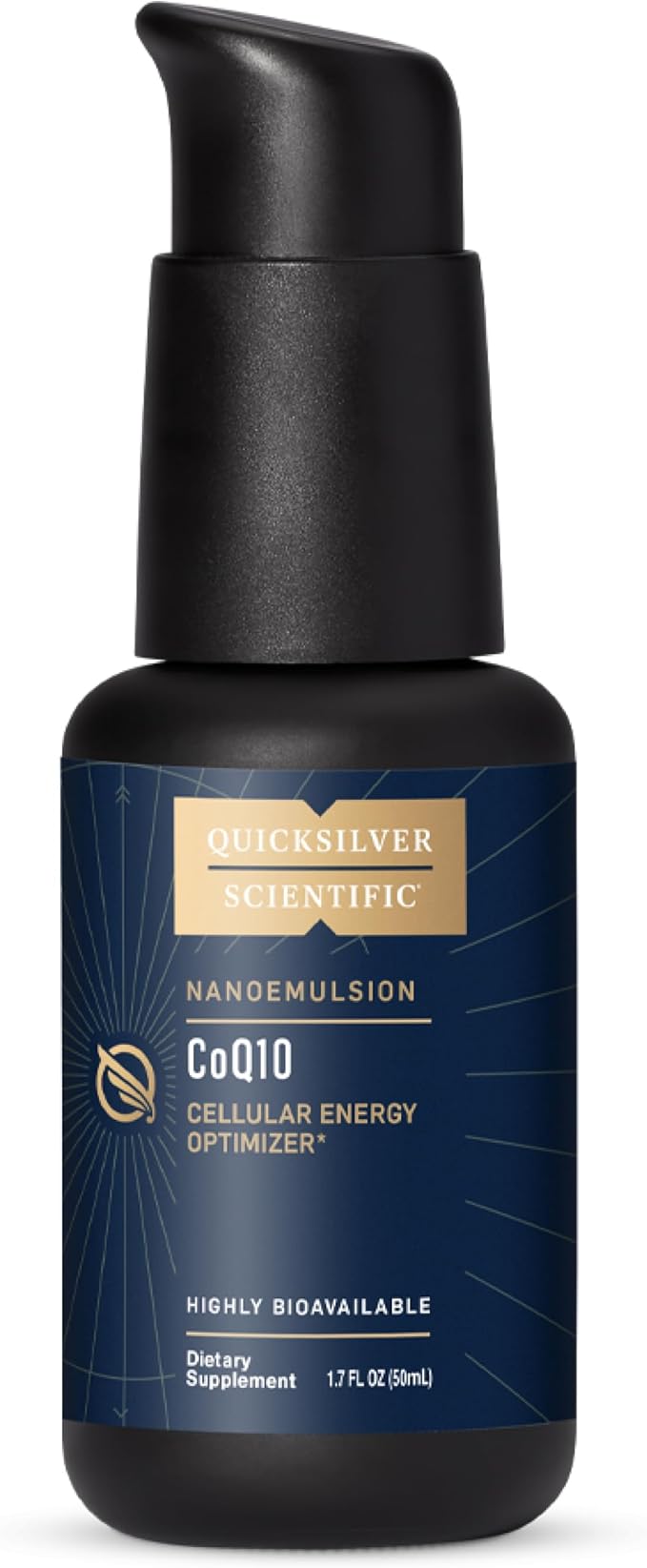 Quicksilver Scientific CoQ10 Nanoemulsion - Liposomal Coenzyme Q10 Cardiovascular Support &amp Cellular Energy Supplement - Fast Absorbing Liquid (1.7oz / 50ml)