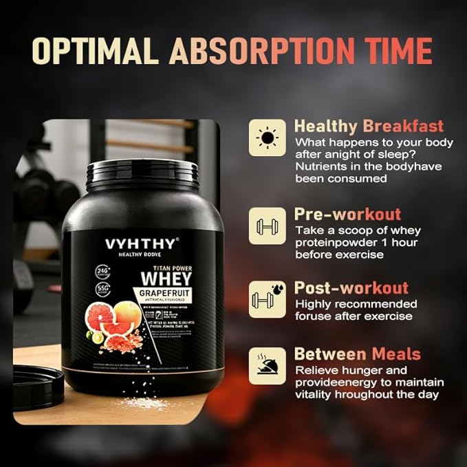 Grapefruit Flavored Whey Protein Powder24g Protein per Serving Fast-Absorbing Concentrated whey Protein Low Sugar Gluten-Free Natural Flavor3.5lbs(56oz)