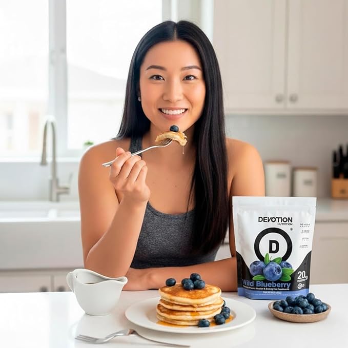 Devotion Nutrition Protein Powder Blend Wild Blueberry 12 Single Serve Packets 20g Whey and Micellar Protein No Added Sugar Keto-Friendly with 1g MCT Gluten-Free Kosher