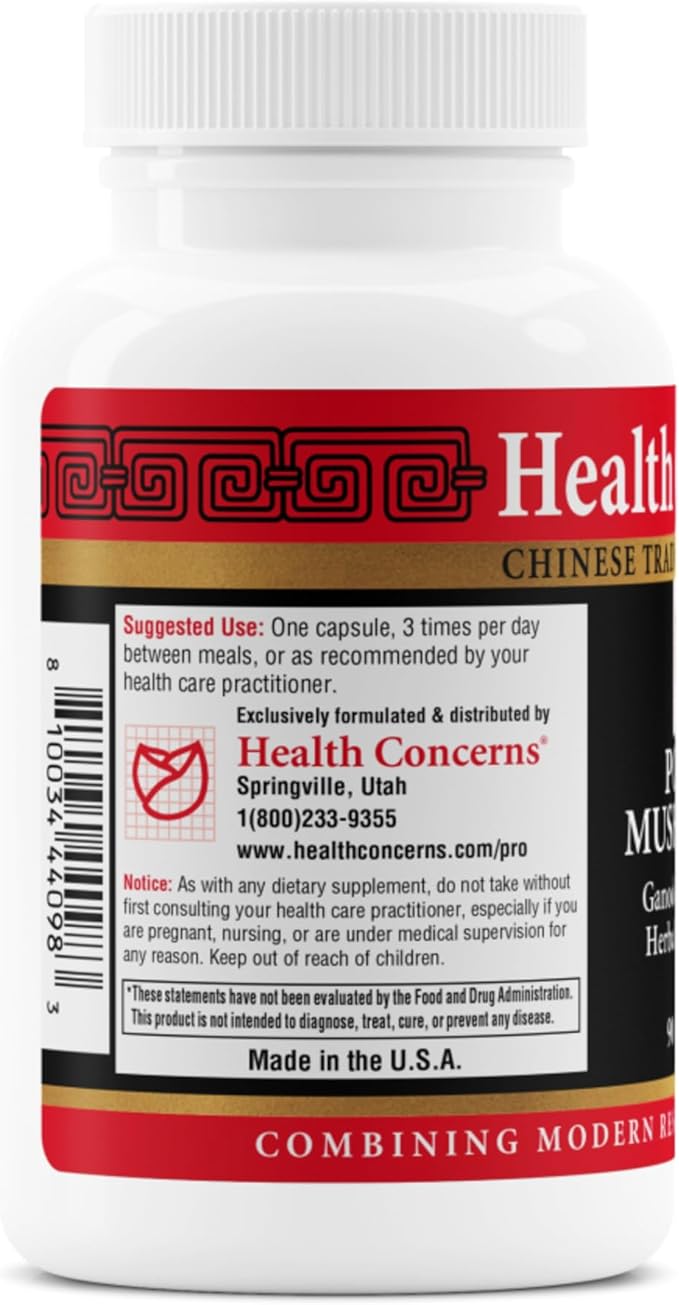 Health Concerns Power Mushrooms – Immune System &amp Natural Energy Support – Adaptogenic Mushroom Supplement with Reishi Tremella Maitake Poria – Traditional Chinese Herbal Supplement - 90 Capsul