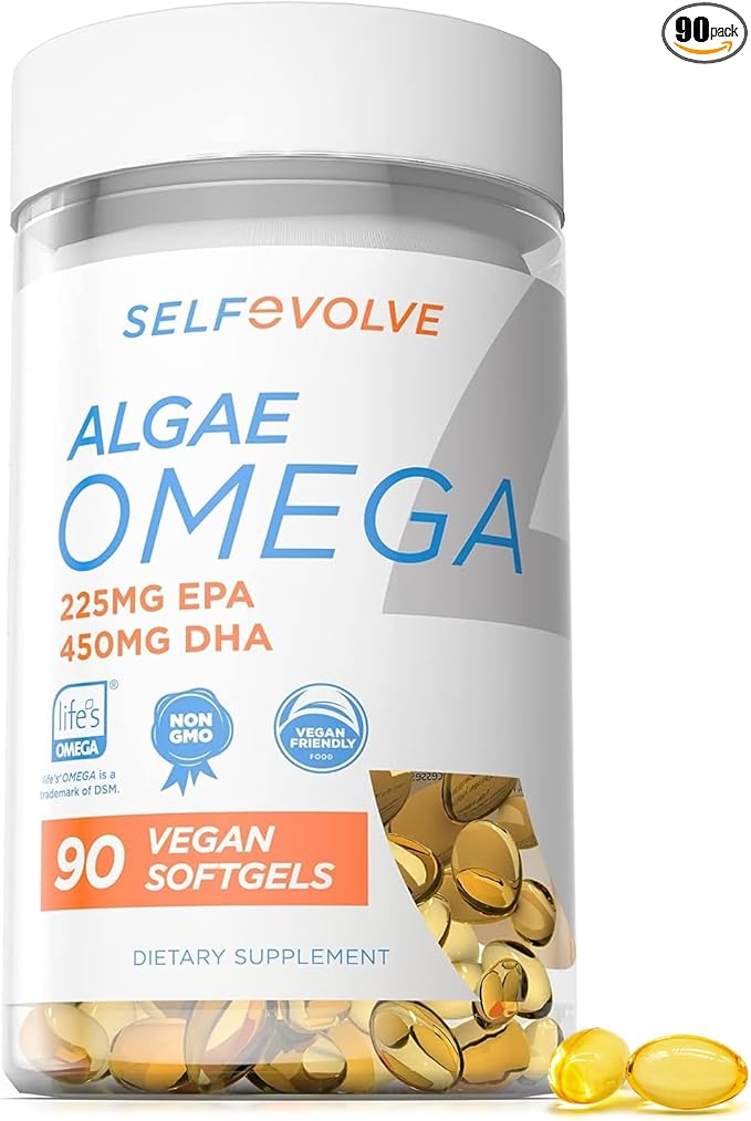 Algae Omega 3 1500mg - Vegan Supplement with Patented Life's Omega 3 - High Dose EPA &amp DHA - Better Than Fish Oil - Supports Heart Brain Joint Health - 90 Vegan Softgels