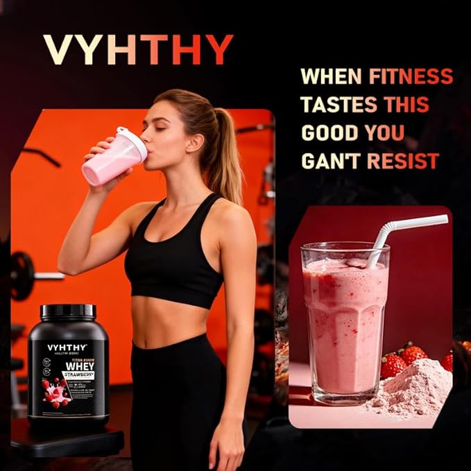 Strawberry Flavored Whey Protein Powder24g Protein per Serving Fast-Absorbing Concentrated whey Protein Low Sugar Gluten-Free Natural Flavor 3.5 lbs/56 oz.