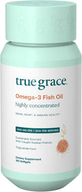 True Grace Omega-3 Fish Oil - 180 Softgels - 1400 mg EPA + DHA - Brain Heart Joint &amp Immune Health - Organic Gluten Free Soy Free