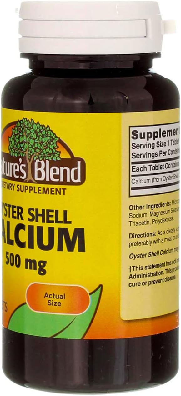 Nature's Blend Oyster Shell Calcium 500 mg Tablets - 100 ct Pack of 4