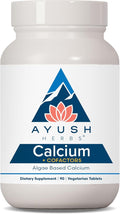 Ayush Herbs Calcium + Cofactors Algae Based Calcium Supports Bone Health &amp Mineralization 90 Vegetarian Tablets