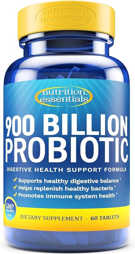 Nutrition Essentials Probiotics for Women and Men - with Lactase Enzyme and Prebiotic Fiber for Digestive Health - 4 Count of 60 Tablets