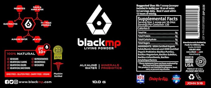 BlackMP Living Powder - SBO Probiotic Fulvic and Humic Minerals (30 Servings) All Natural Formula Promotes Optimal Health for Women Men and Children.Improve Immune System Function and Digestion!