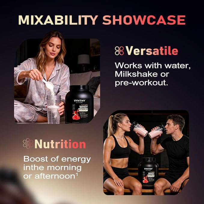Watermelon Flavored Whey Protein Powder24g Protein per Serving Fast-Absorbing Concentrated whey Protein Low Sugar Gluten-Free Natural Flavor 2 lbs/32 oz.