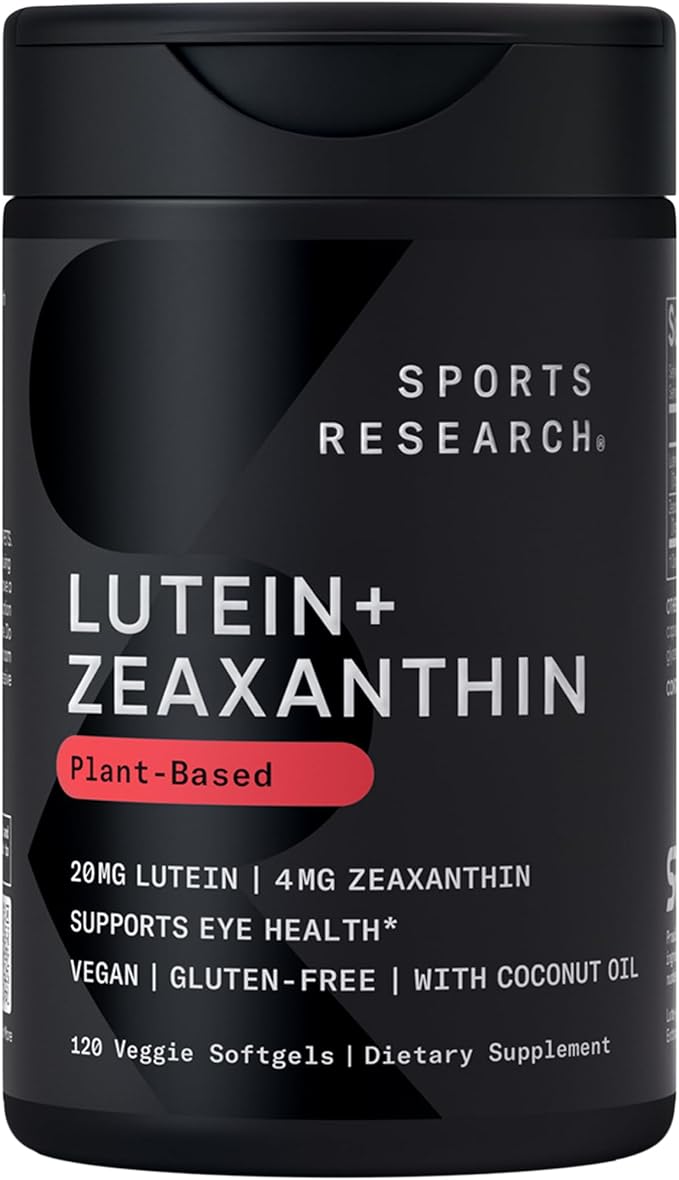 Sports Research Biotin (B7) 10000mcg + Lutein + Zeaxanthin (20mg) + Astaxanthin Supplement from Algae (6mg) - All Vegan | 120 Softgels Each | All Made with Coconut Oil for Better Absorption