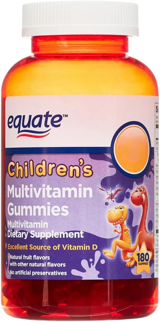 Equate Children's Multivitamin Gummies Complete Daily Multivitamin for Kids 2+ Natural Fruit Flavor 180 Count Sticker