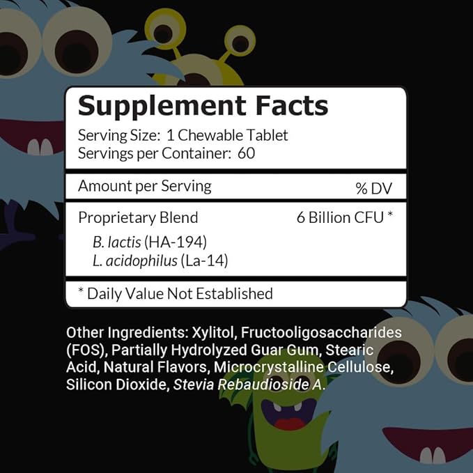 Intelligent Labs Kids/Children Probiotics 6 Billion CFU with Prebiotics PHGG &amp FOS Once-Daily Chewable Great Taste 10x Effectiveness 60-Day Supply Third-Party Verified