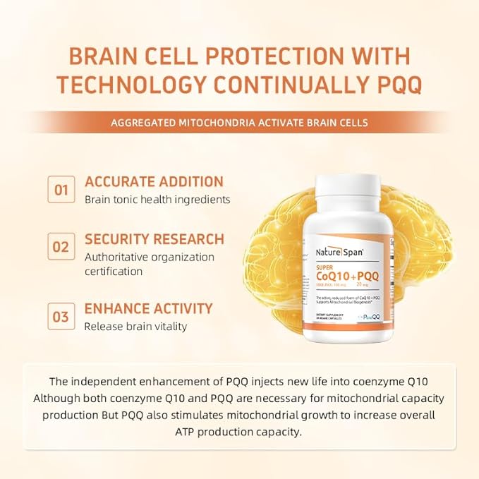 Cocrystal Coenzyme PQQ- Each Capsule Contains 100mg Reduced coenzyme and 20mg PQQMitochondrial Supplements Cell nutrients Pregnancy Preparation30 Capsules