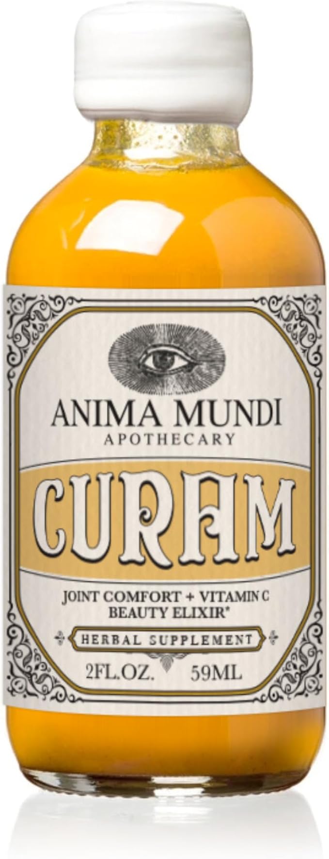 Anima Mundi Apothecary Curam Organic Beauty Elixir - Liquid Turmeric Tincture - Adaptogenic Liquid Herbal Tincture with Organic Turmeric Root Extract - Add to Tea Coffee Smoothies and More (2oz)