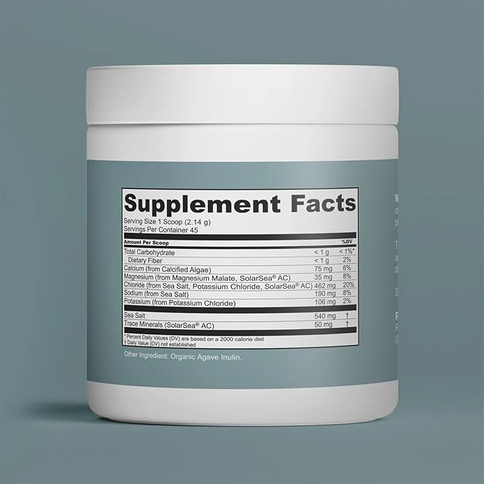 Fringe Electrolyte and Mineral Mix Pure Ocean Sea Salt for Rehydration Potassium Chloride Magnesium Malate for Muscle Tension Calcium and Trace Minerals for Essentials Unflavored 45 Servings