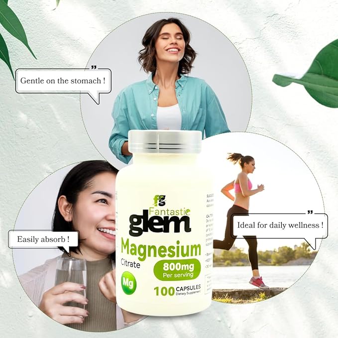 Magnesium Citrate Capsules- Dietary Supplement to Support Bone Health Muscle Function and Relaxation High Absorption Magnesium Supplement - GMO Soy and Gluten Free- 100 Count 800mg