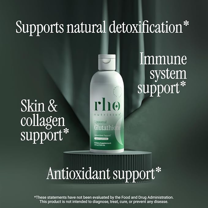 Rho Nutrition Liposomal Glutathione - Ultra High Absorption Liquid Glutathione Supplement - Supports Natural Detoxification Immune System Skin Health Mental Clarity &amp Overall Well-Being