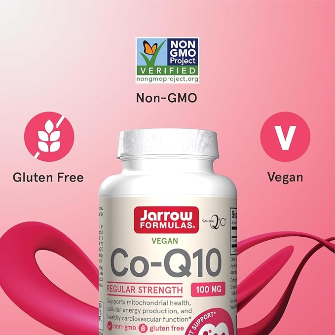 Jarrow Formulas Co-Q10 100 mg - 60 Veggie Caps - Antioxidant Support for Mitochondrial Health Energy Production &amp Cardiovascular Function - Up to 60 Servings
