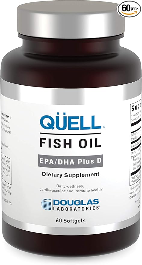 Douglas Laboratories Quell Fish Oil EPA/DHA Plus D | 3:2 Ratio of EPA to DHA Essential Omega 3 Fatty Acids Plus 1000 I.U. of Vitamin D3* | 60 Softgels