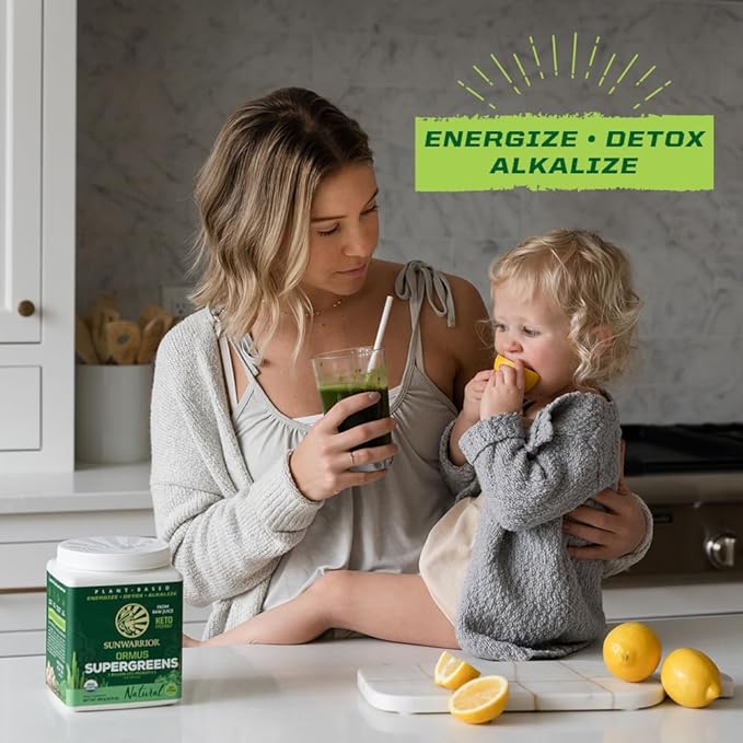Sunwarrior Organic Greens Probiotic Powder &amp Plant Based Protein Powder Set | Bundle &amp Save | Ormus Supergreens Plus Vegan Organic Warrior Blend (30 Servings Protein 45 Servings Greens)