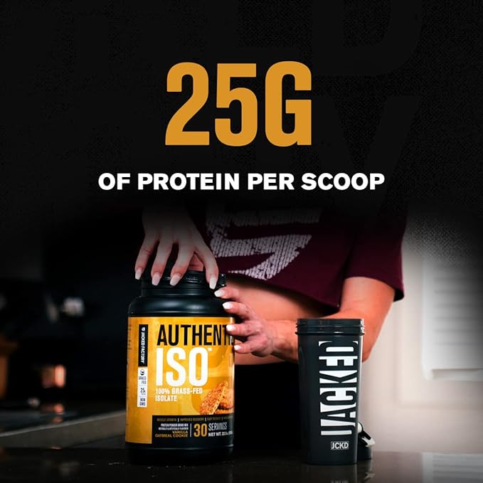 Jacked Factory Authentic ISO Grass Fed Whey Protein Isolate Powder - Low Carb Muscle Building Protein (30 Servings Chocolate Peanut Butter) &amp Creatine Monohydrate Powder (30 Servings Unflavored