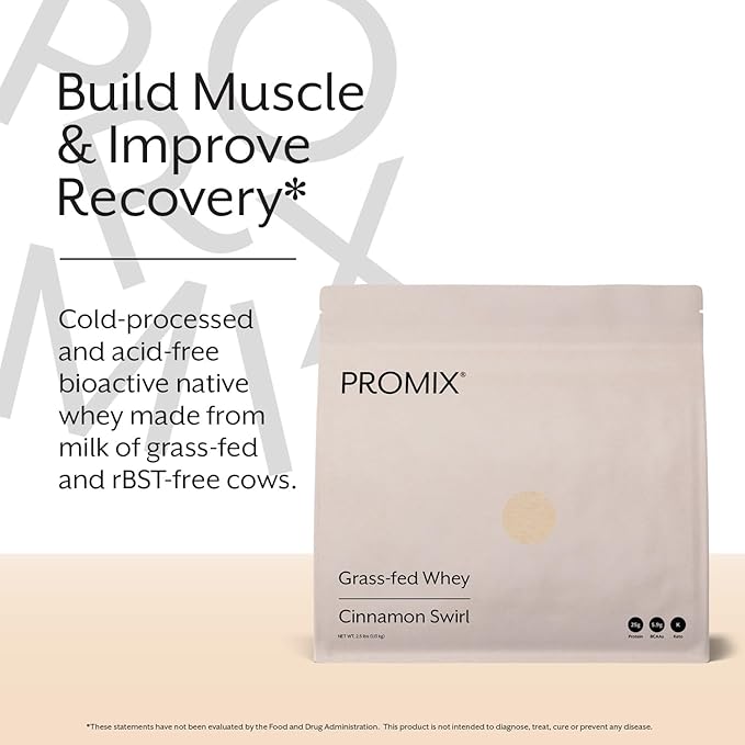 ProMix Nutrition Whey Protein Powder Cinnamon Swirl - 5lb Bulk - Grass-Fed &amp 100% All Natural - Gluten-Free &amp Keto-Friendly