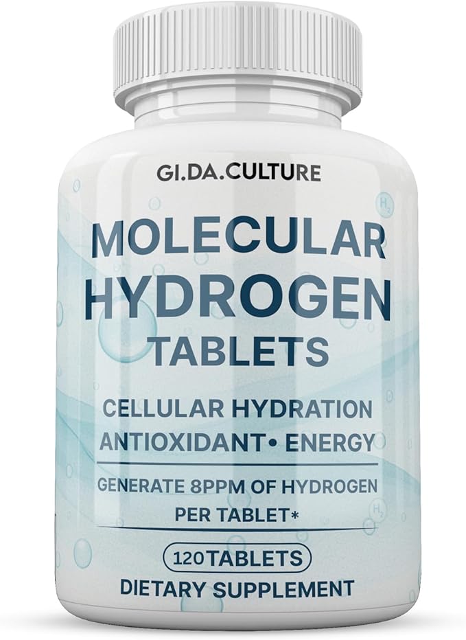 Molecular Hydrogen Water Tablets (8 ppm) | Magnesium Malic &amp L-Tartaric Acid | Hydration &amp Antioxidant Supplement | Energy Support (120 Count (Pack of 1))