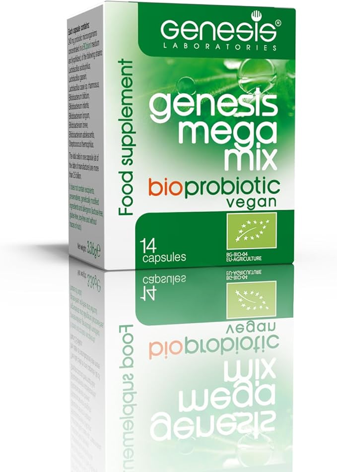 MegaMix BIO Probiotic for Gut Health | Shelf Stable Probiotics for Women &amp Men with Lactobacillus &amp Bifidobacterium for Digestive Immune &amp Gastrointestinal Support - Vegan 14 Capsules